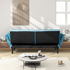 74" Blue Sofa With Soft Armrests