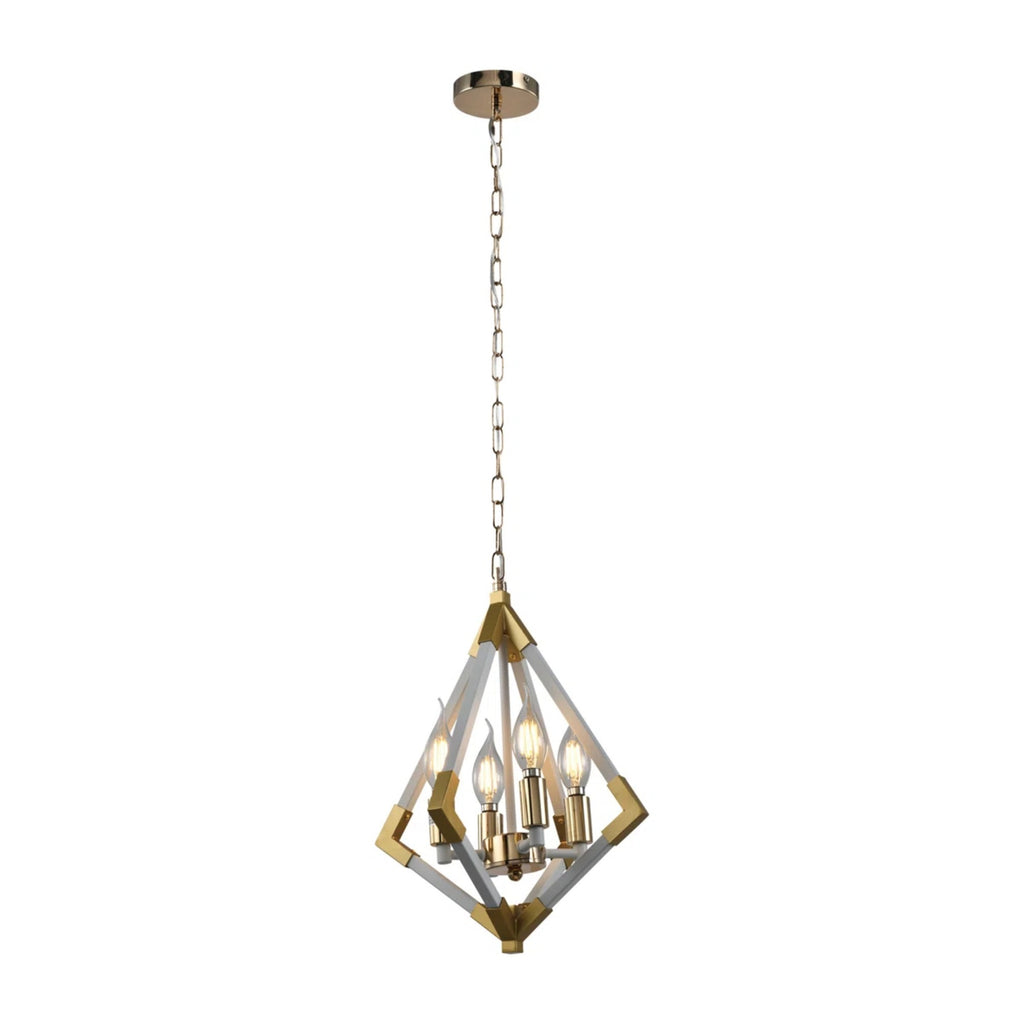 4-Light White and Gold Geometric Pendant