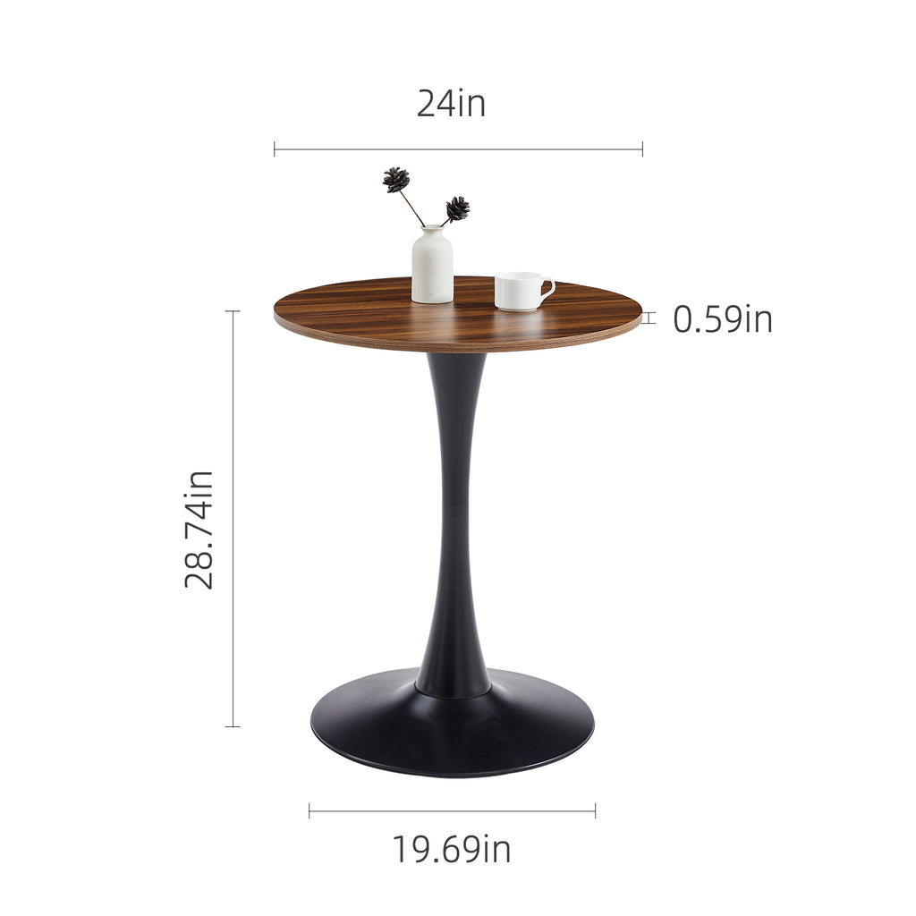 Dark Wood Grain Round Dining Table
