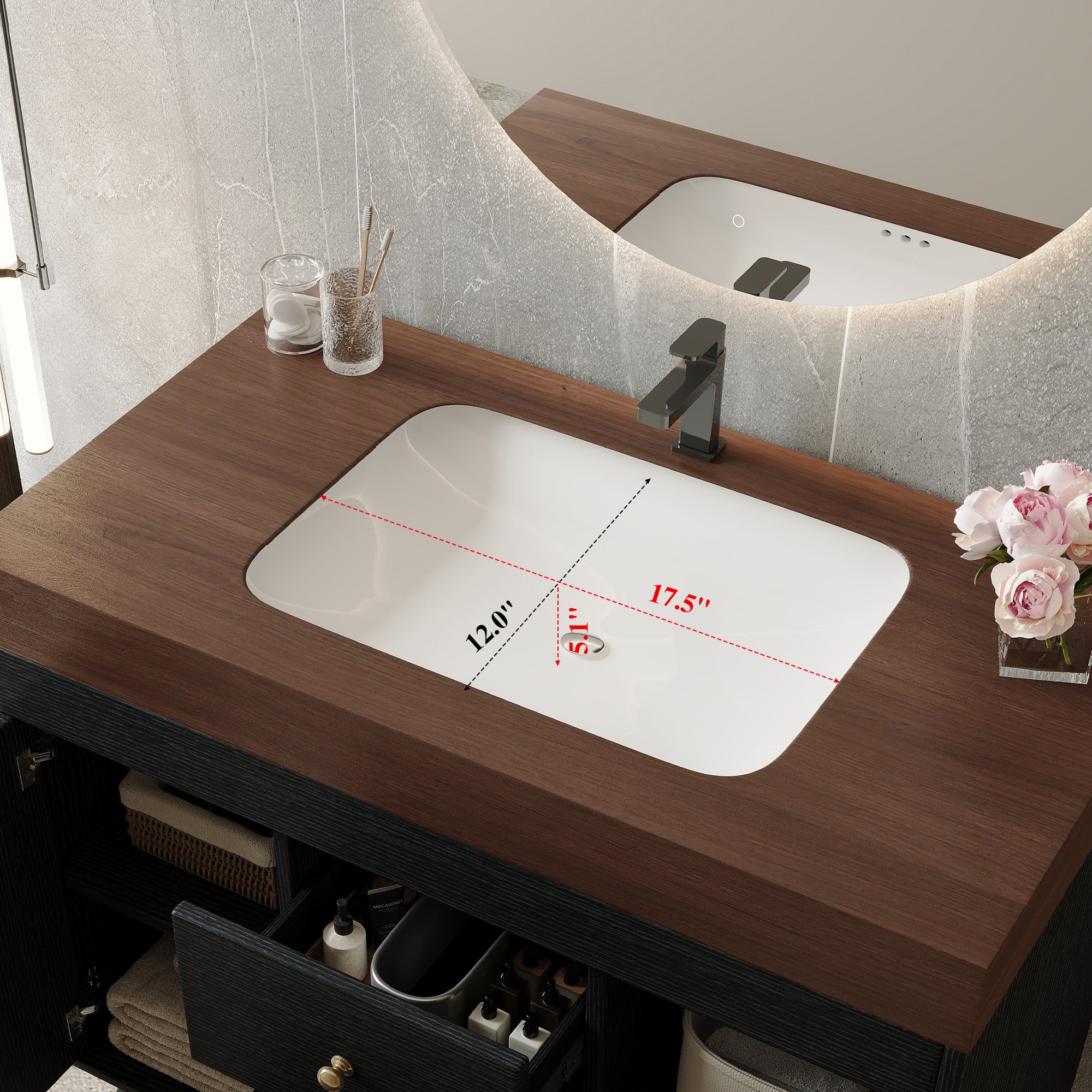 36" Modern Freestanding Bathroom Vanity with Sintered Stone Top