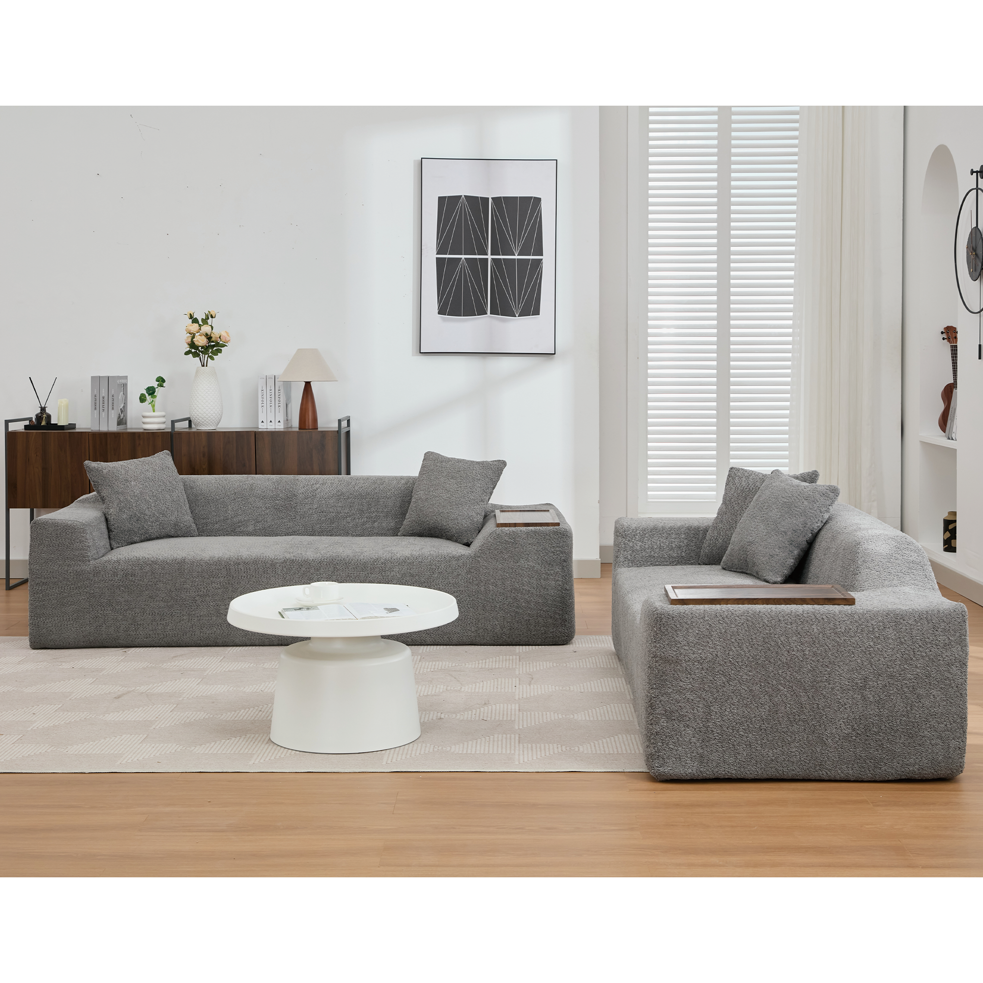 2 Piece Boucle Cloud Sofa Set