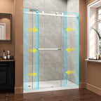 Brushed Nickel Reversible Installation Double Bypass Sliding Shower Door