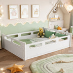 Full Size Platform Bed with Full-length Guardrails