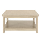 Square Coffee Table with 2-Tier Storage Shelf