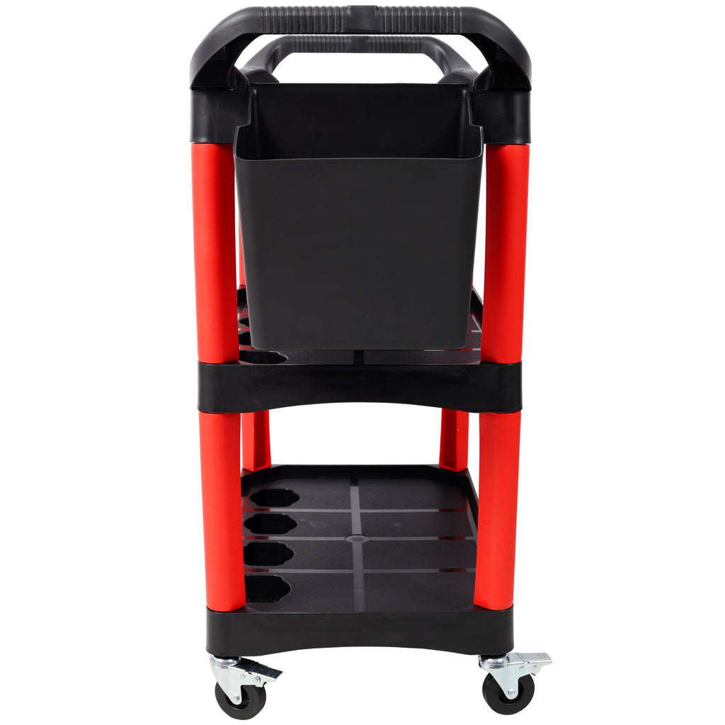 3 Tier Rolling Auto Detail Cart With Wheels, 2 Buckets