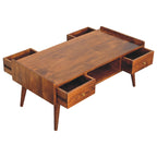 Elevated Chestnut Media Unit, 2-Drawers, 1 Open-Slot, Nordic Legs