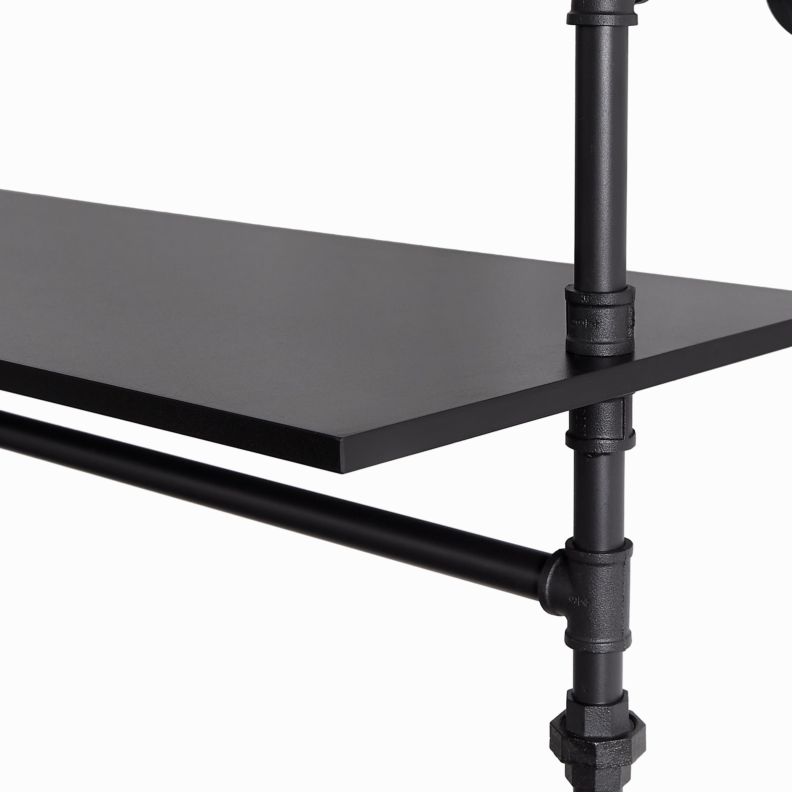 Industrial Pipe Clothing Rack with LED Lights & Shelves