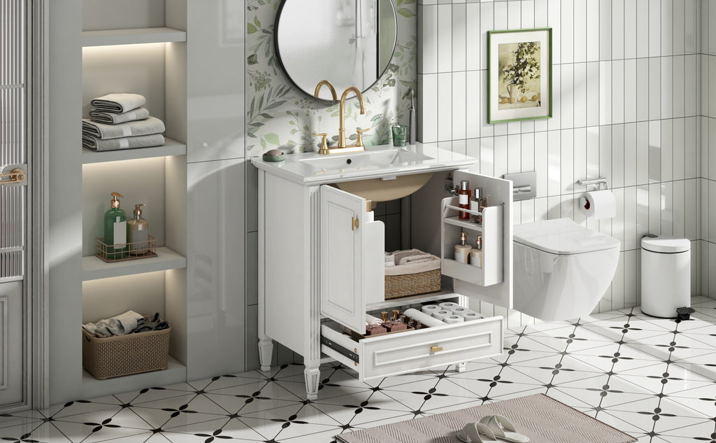 30" Bathroom Vanity with Sink, Freestanding Vanity with Storage