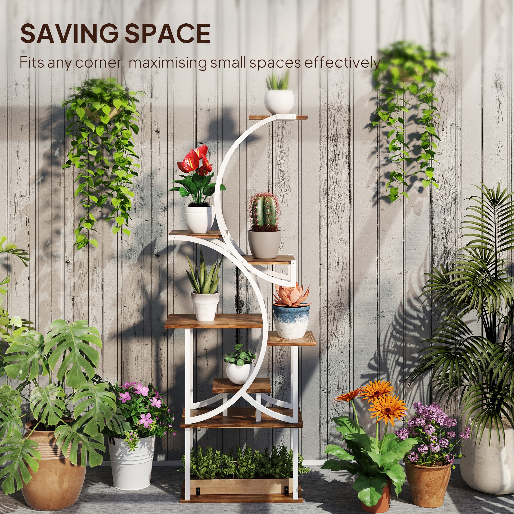 Outsunny 8 Tier Plant Stand Indoor, 62" Tall Plant Shelf