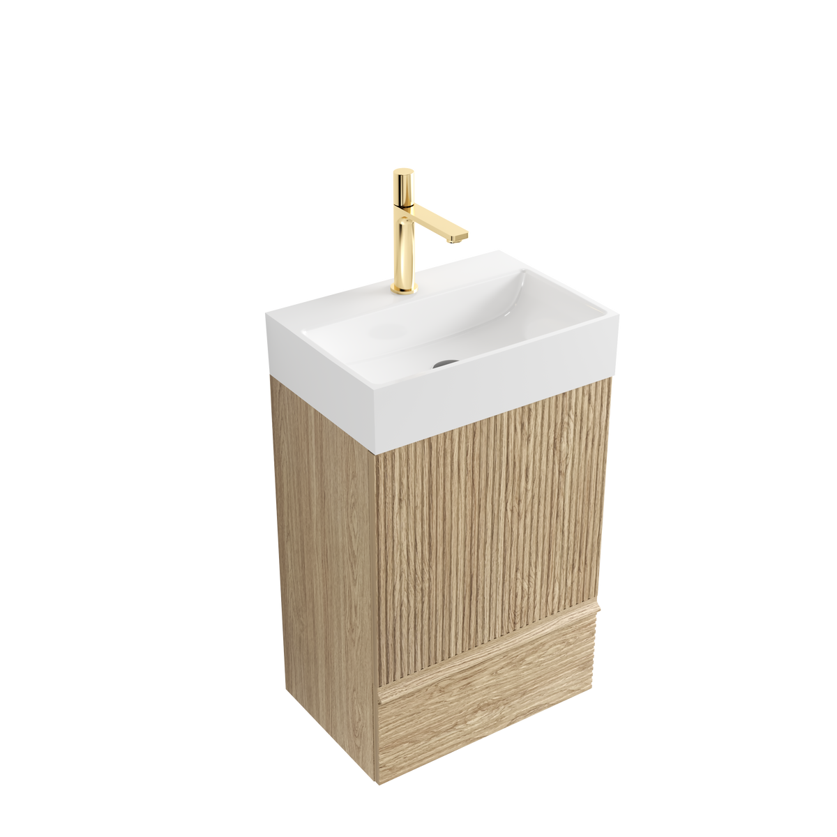 Gada 20-Inch Bathroom Vanity with Ceramic Sink, Light Oak