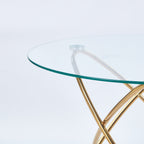 Dining Table with Golden Metal Legs and Tempered Glass