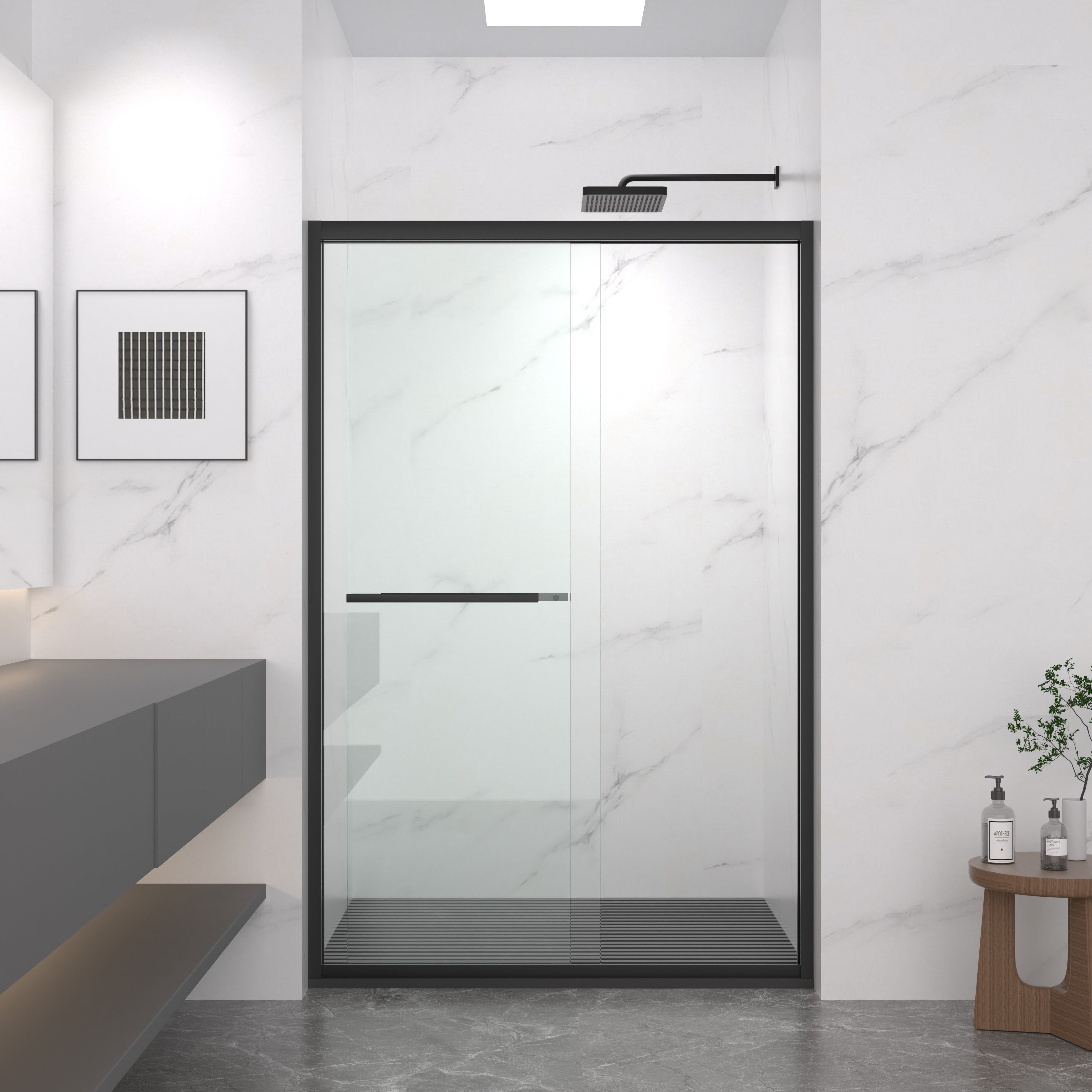Aluminum Frame Double Sliding Shower Door 44-48"x72"