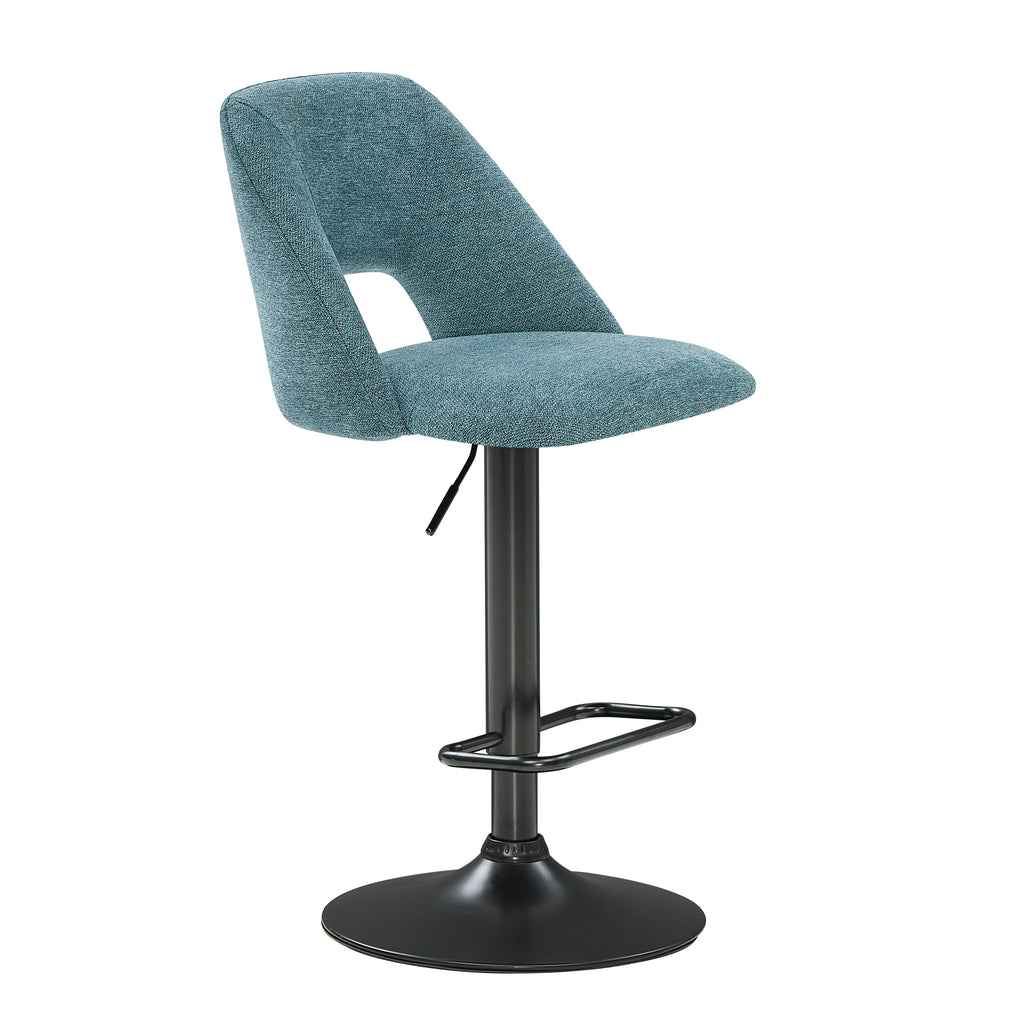 Nuvia Contemporary Adjustable Barstool with Upholstered Swivel Seats, Set of 2