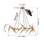 41" Golden Modern Chandelier Light Fixture, Branch Design with Frosted Tubes