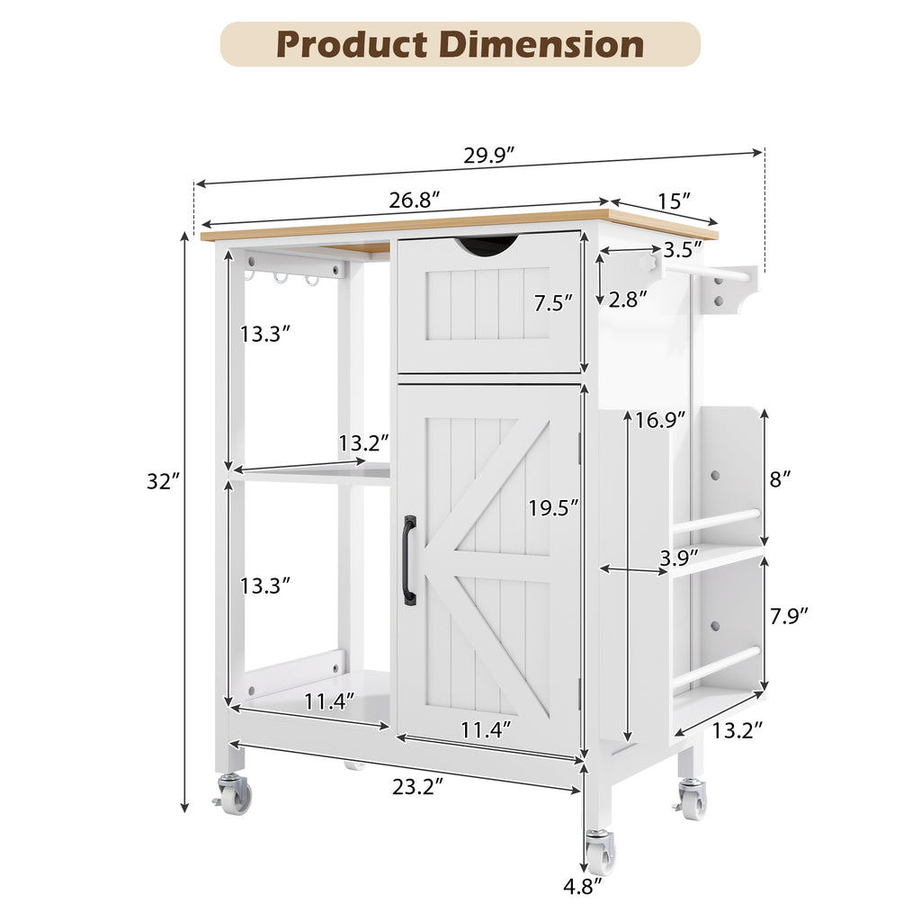 Kitchen Island Cart with Mobile Storage