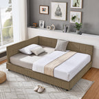 Full Size Upholstered Tufted Bed Frame in Brown Velvet