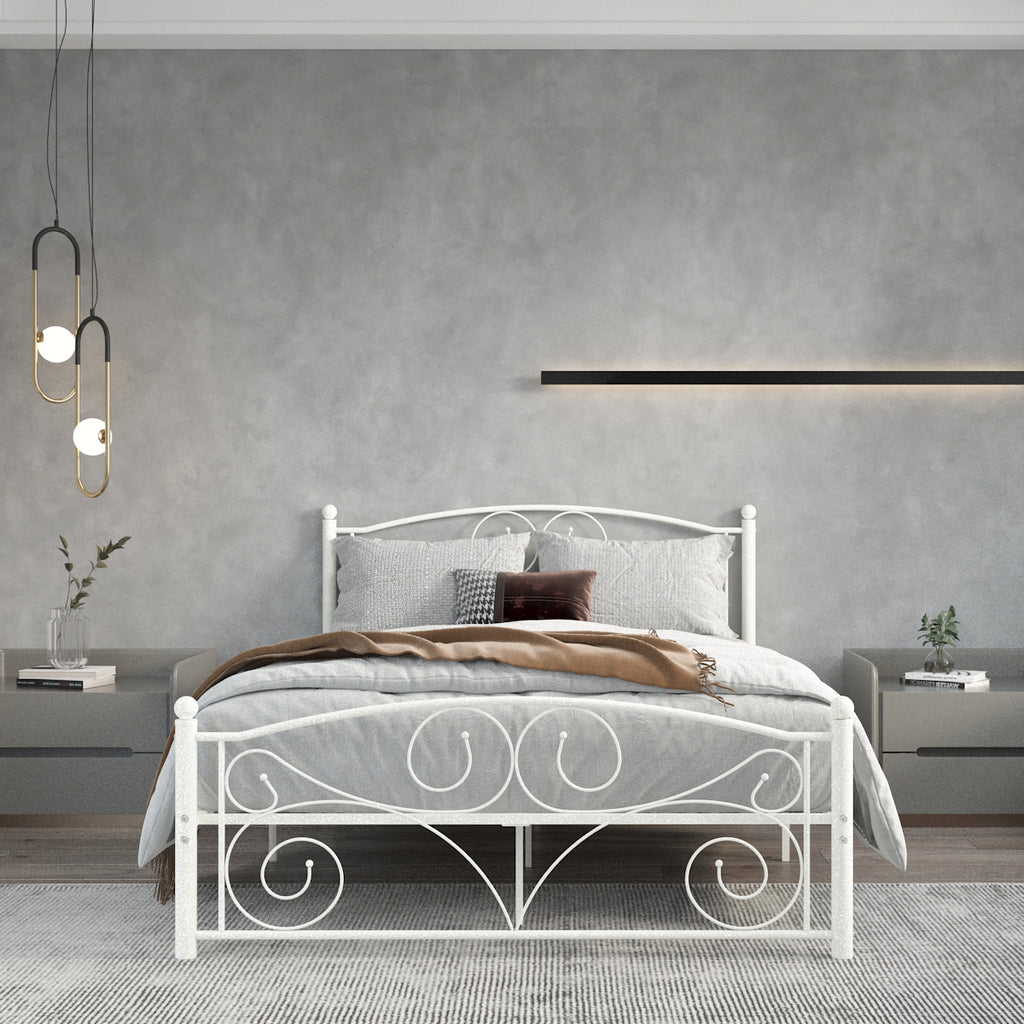 Unique Flower Sturdy Metal Bed Frame with Headboard and Footboard