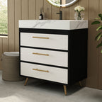 Modern Free-Standing Bathroom Vanity with Ceramic Vessel Sink