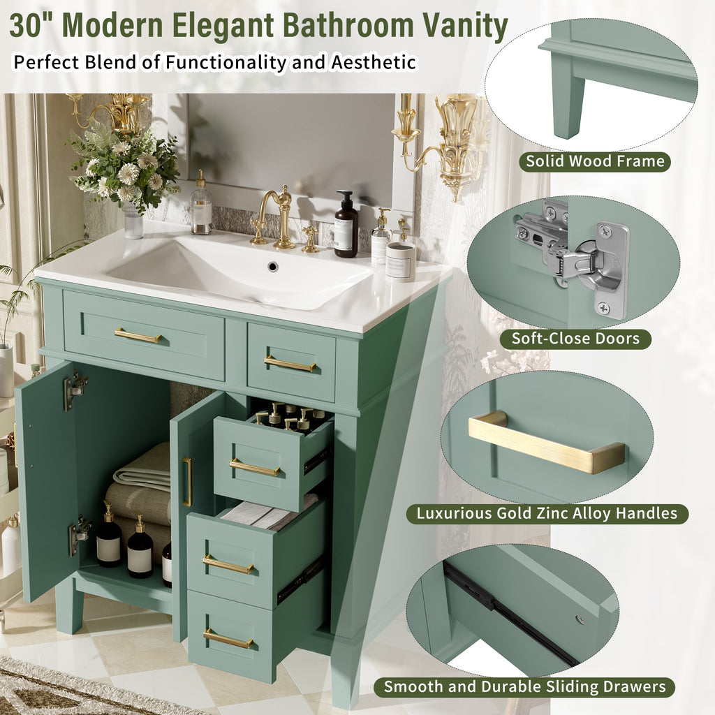 30" Bathroom Vanity with Ceramic Sink