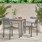Outdoor Modern Aluminum Dining Chair Set of 2