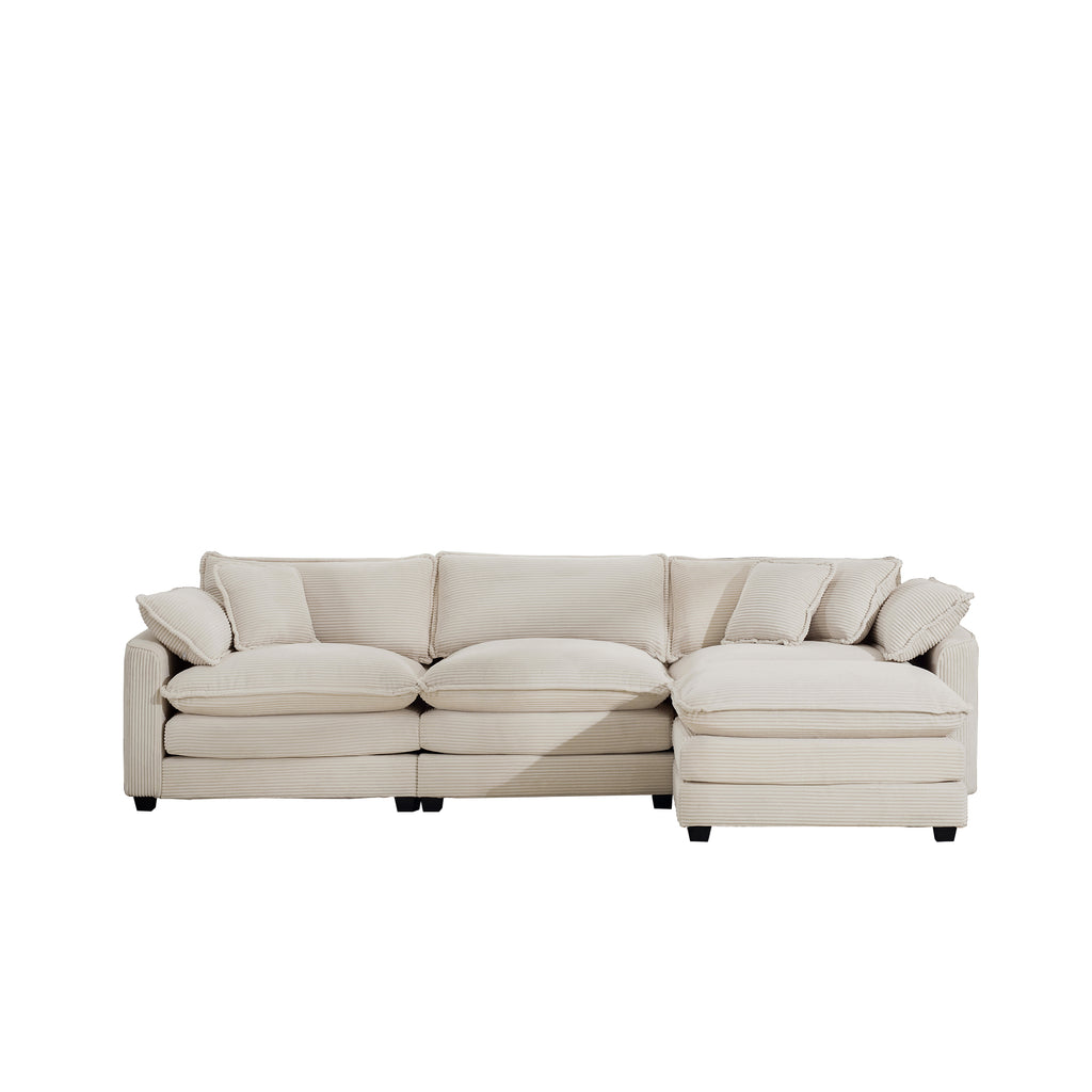 Modular Deep Seat 3-Seat Sofa Couch with Ottoman