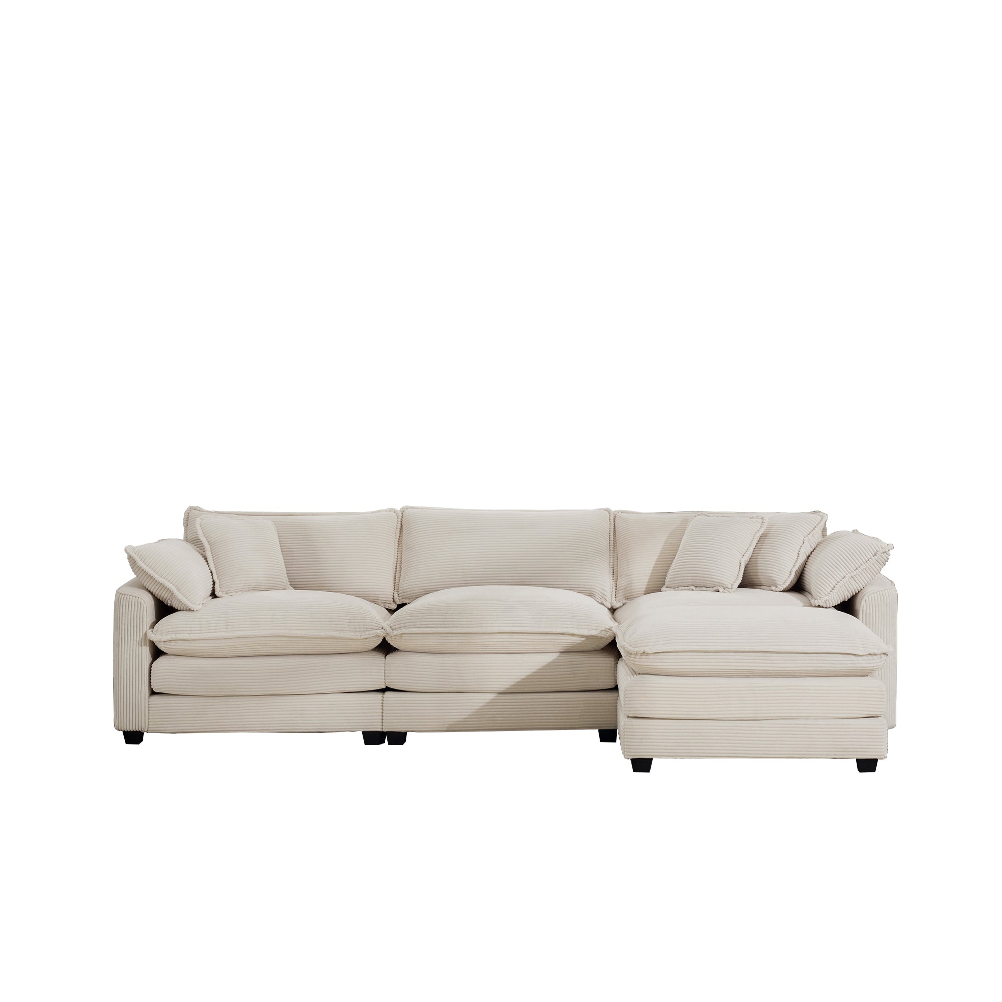 Modular Deep Seat 3-Seat Sofa Couch with Ottoman