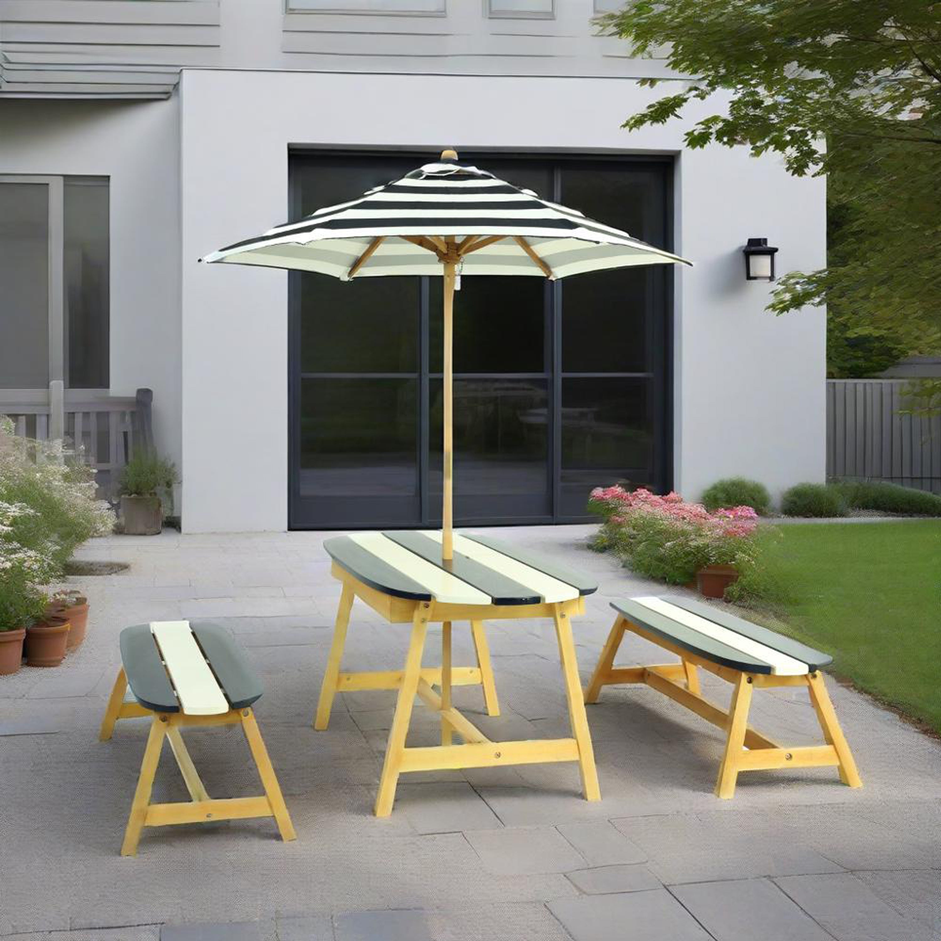 Naturally Playful Kids Picnic Table with Umbrella