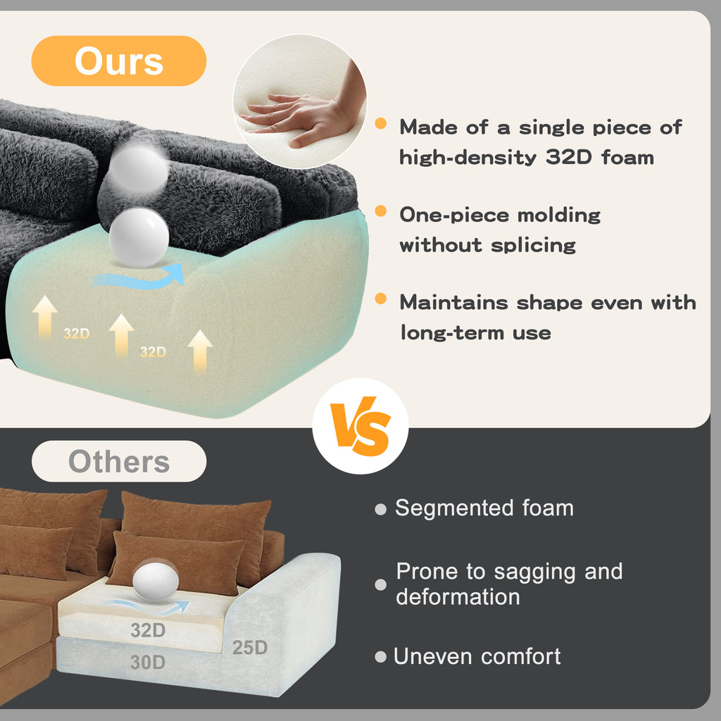 U-Shaped Boneless Sofa with High Density Sponge