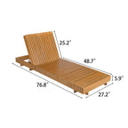 Lounge Chaise Set, Acacia Solid Wood with Lounge Cushion