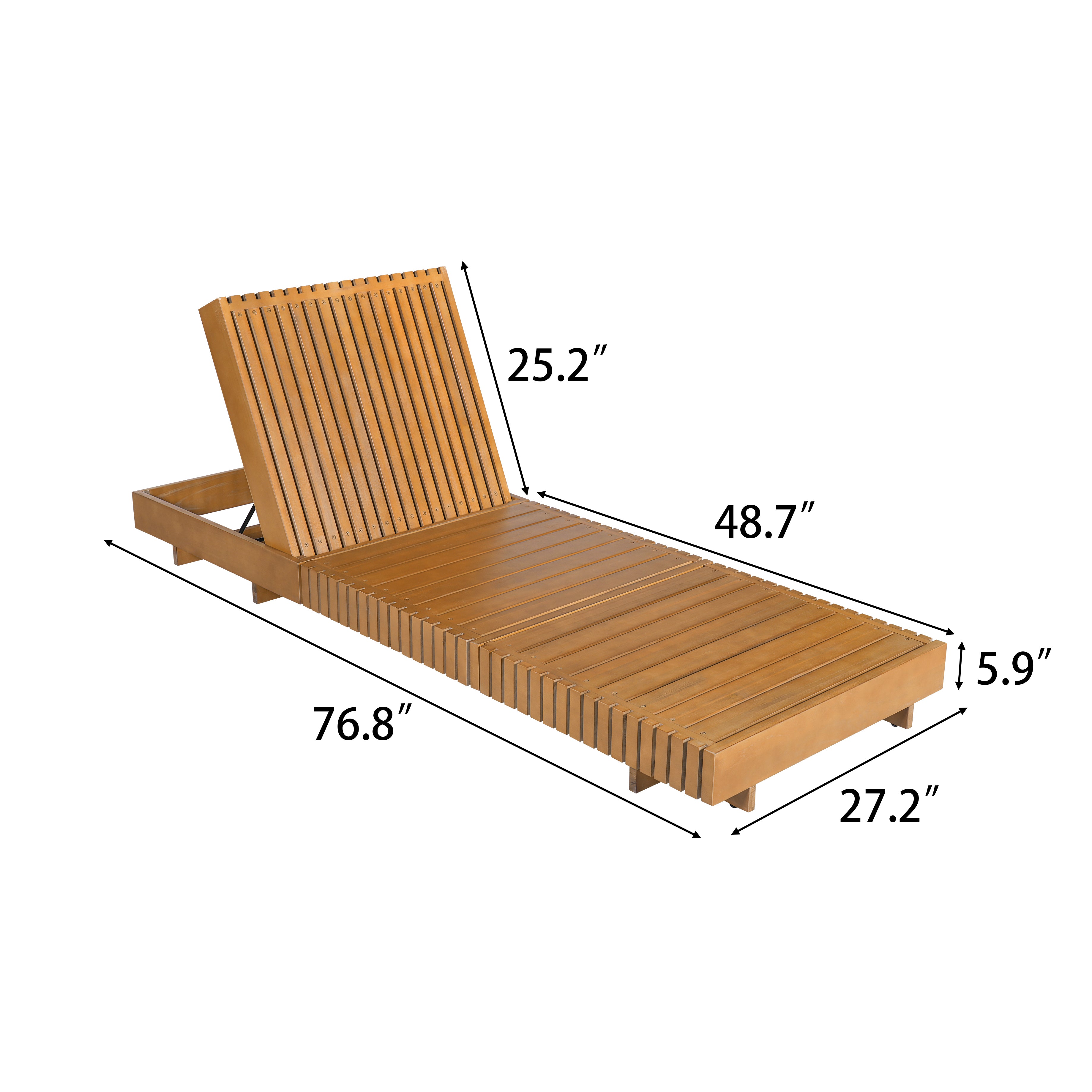 Lounge Chaise Set, Acacia Solid Wood with Lounge Cushion