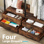 47.2" Rustic Brown Freestanding Closet Organizer