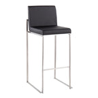 Contemporary High Back Barstool in Stainless Steel