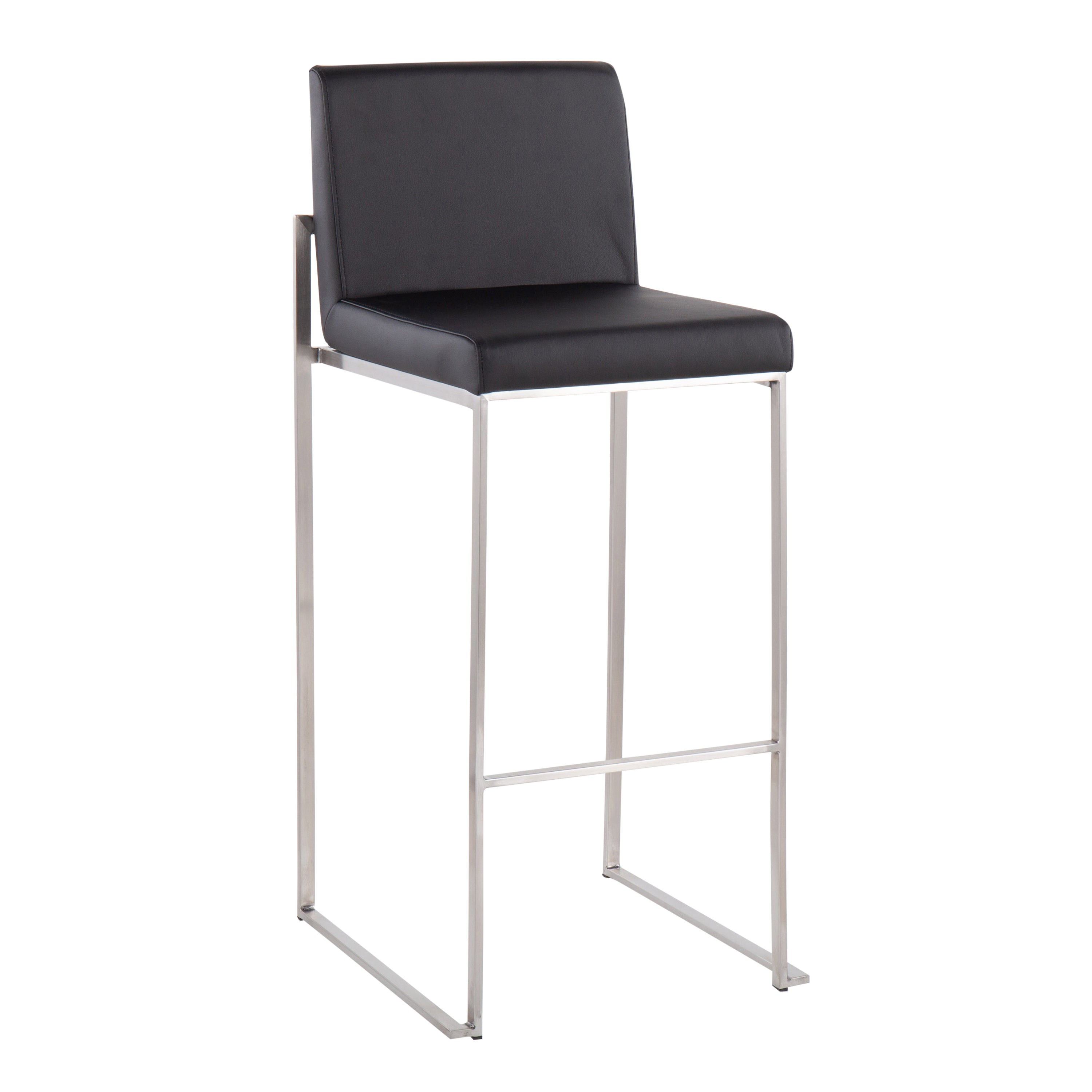 Contemporary High Back Barstool in Stainless Steel