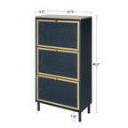 3 Metal Door Shoe Rack - Freestanding Modern Shoe Storage Cabinet