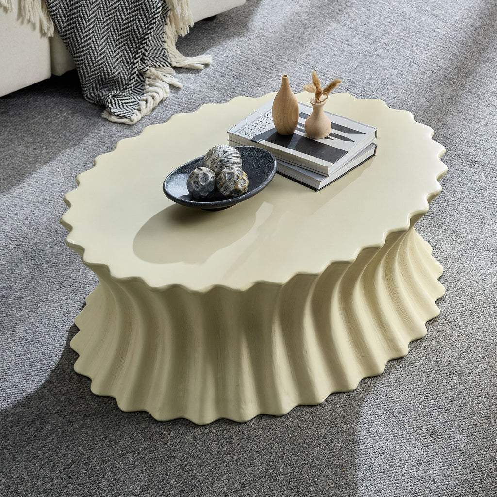 35.04 Inch Oval Coffee Table - Vintage Sturdy Fiberglass Design