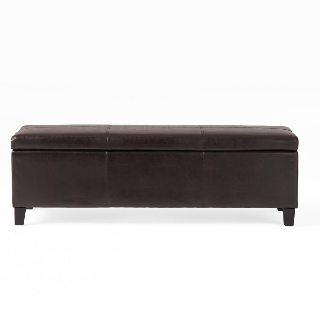 Upholstered PU Leather Storage Ottoman