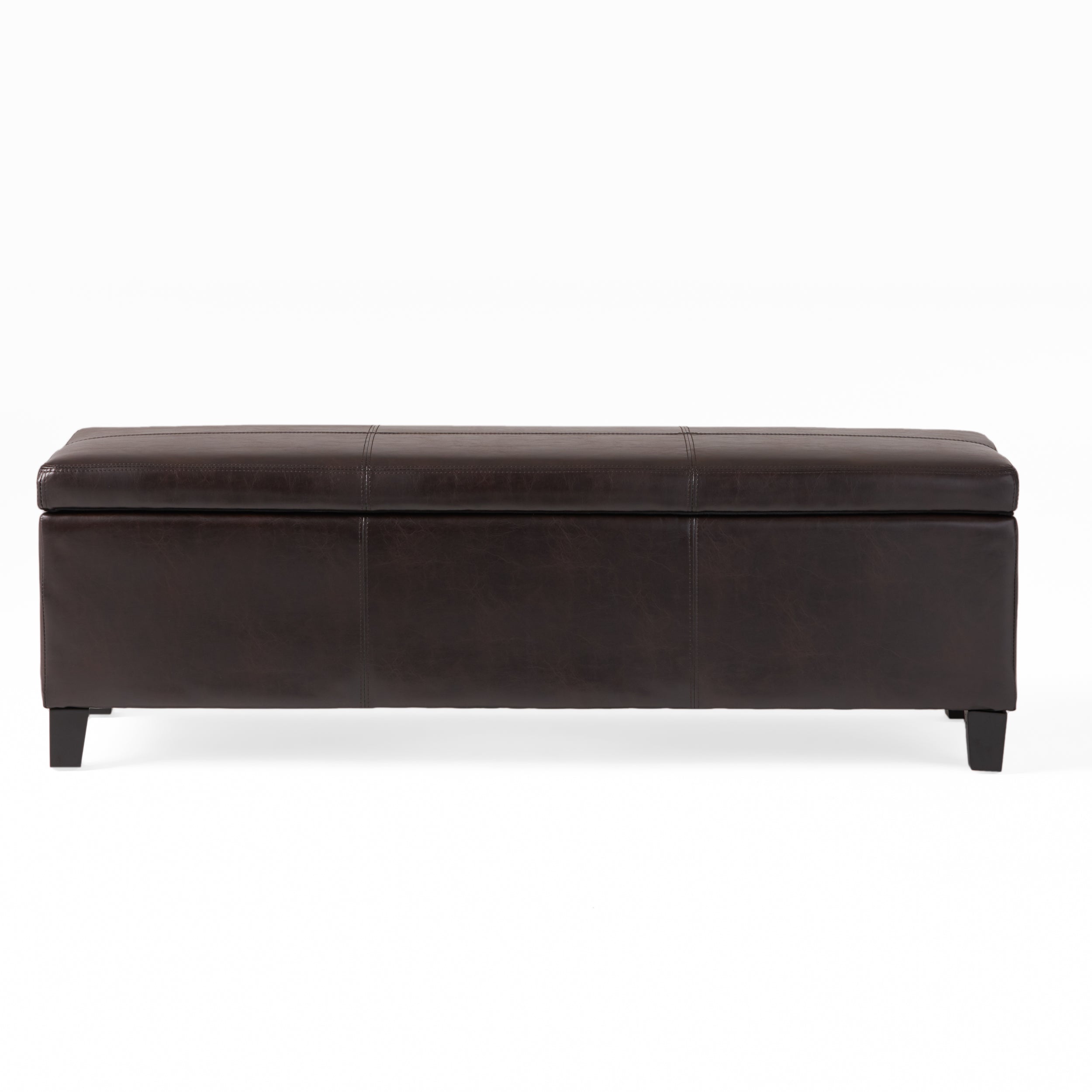 Upholstered PU Leather Storage Ottoman