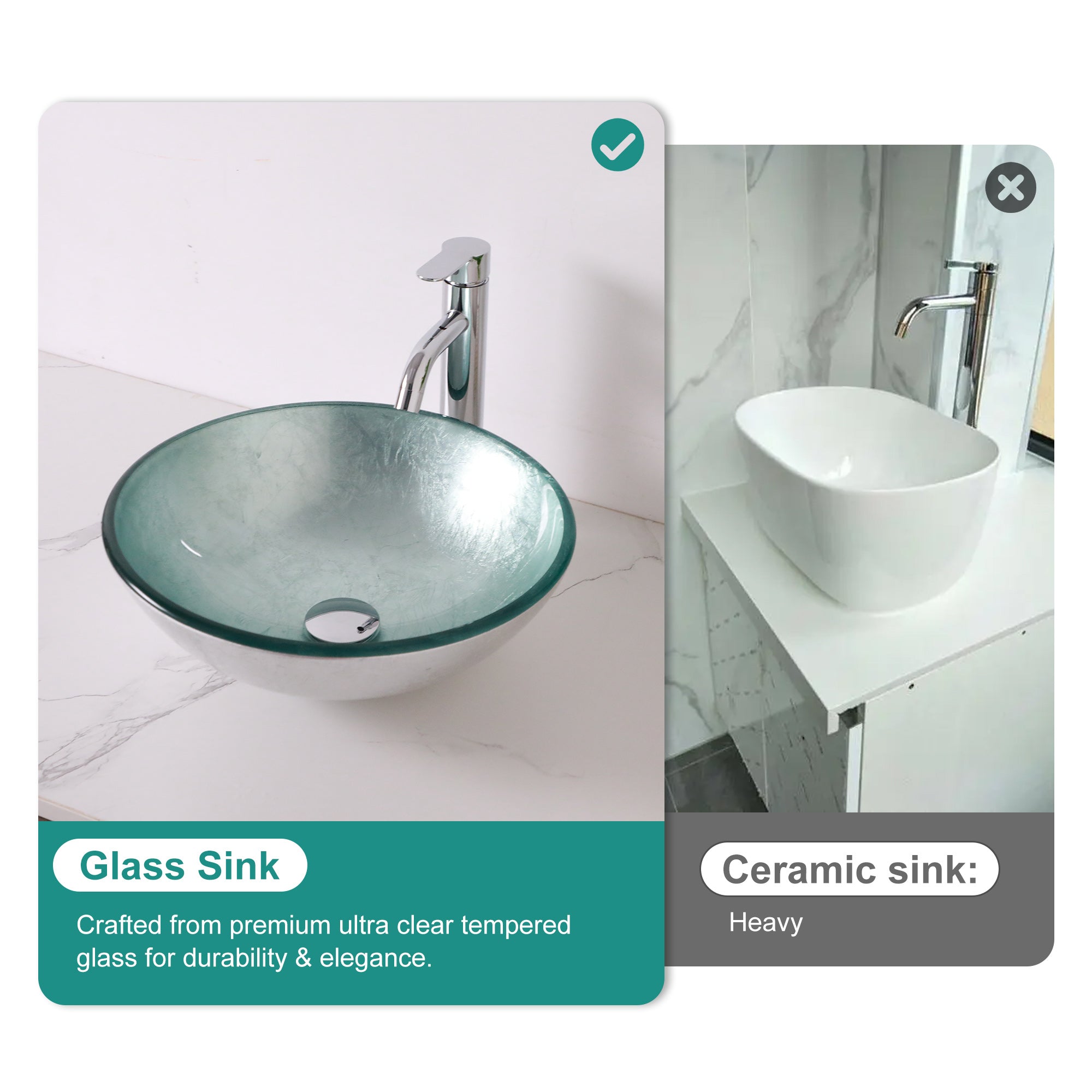 Bathroom Artistic Tempered Glass Vessel Sink