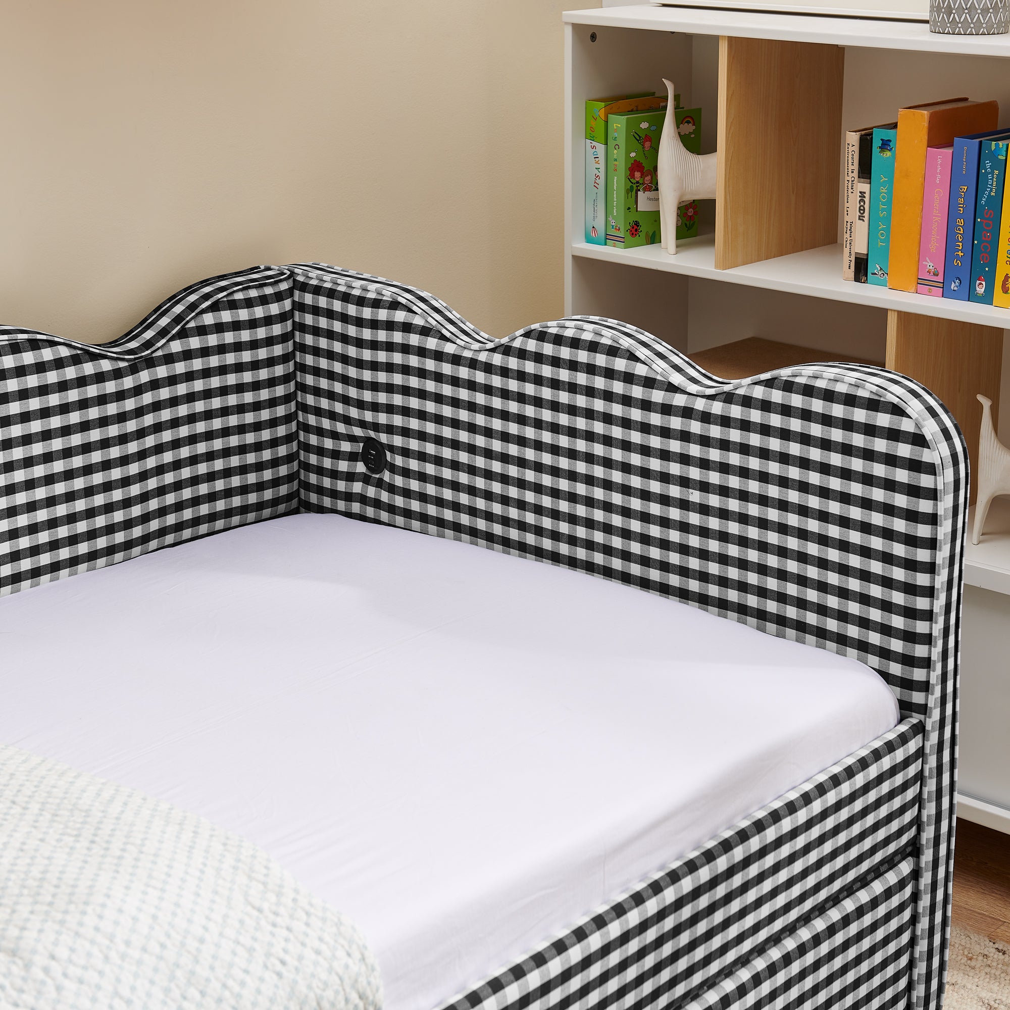 Twin Size Cozy Gingham Daybed with Two Storage Drawers