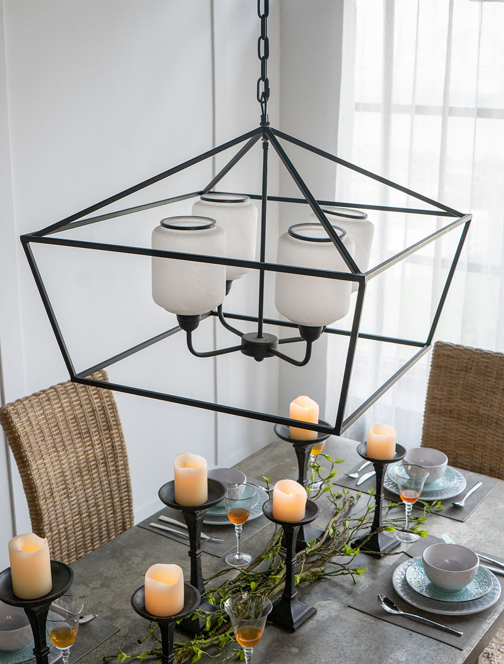 Sleek Industrial Iron Chandelier