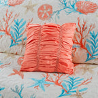 6 Piece Cotton Sateen Quilt Set with Throw Pillows Coral King/Cal King