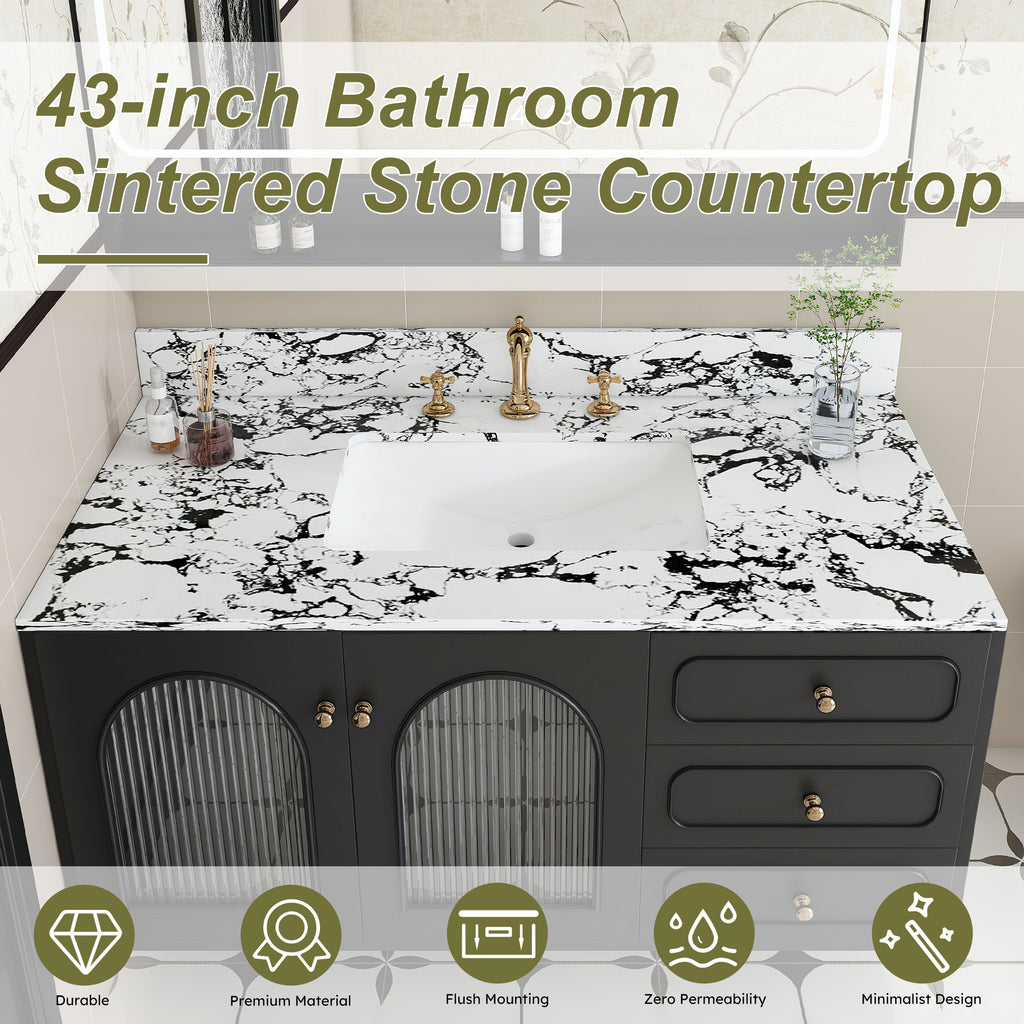 43"x22" Bathroom Vanity Top with Undermount Sink and Backsplash