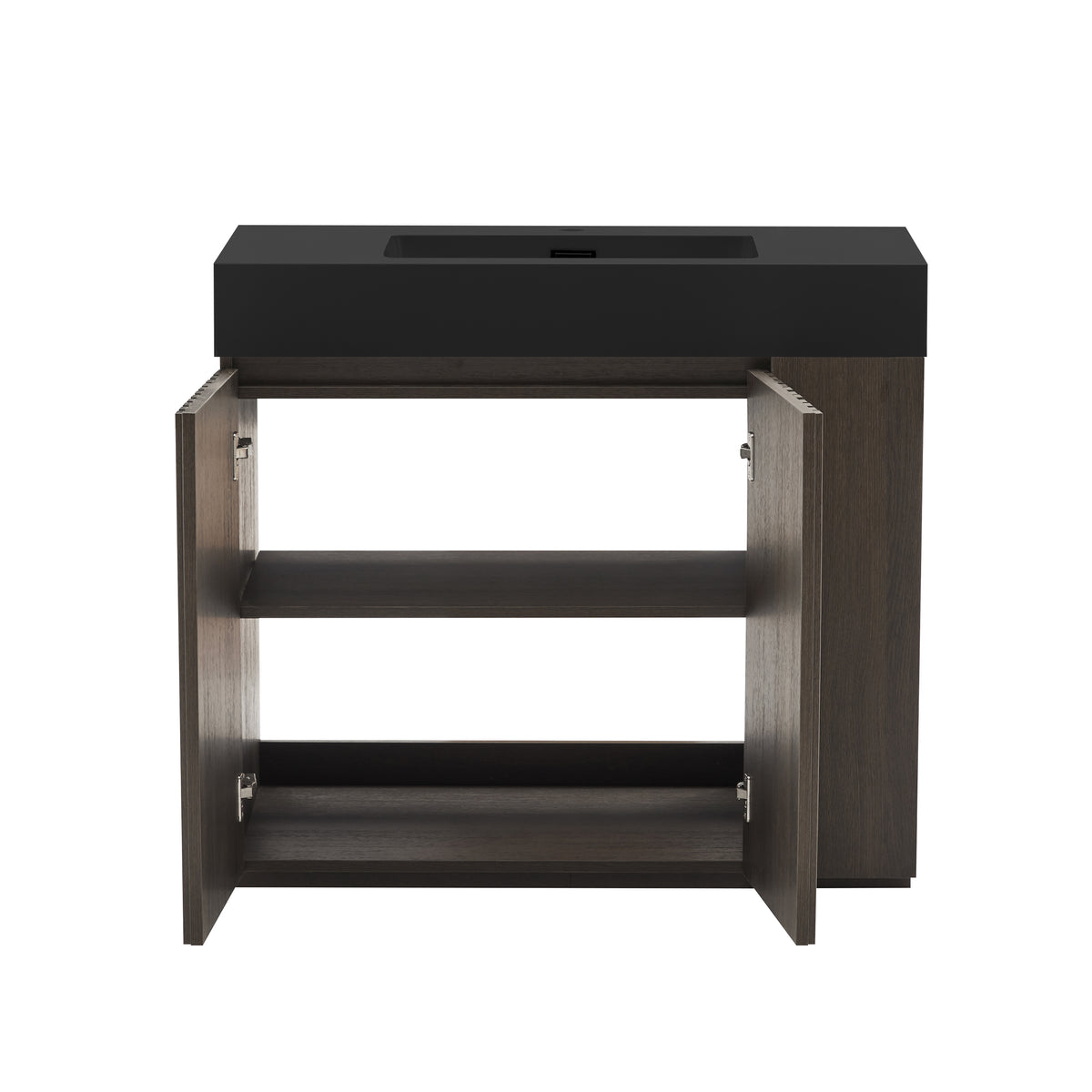 GALAN 36-Inch Bathroom Vanity, Smoked Oak with Solid Surface Sink, Dark Walnut