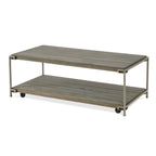 Corbeta 3-Piece Metal Frame Wood Living Room Coffee Table and 2 End Tables Set