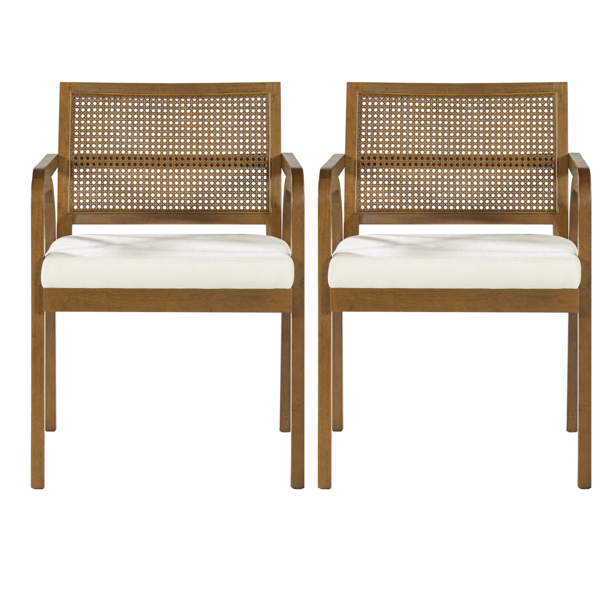 Mid-Century Modern Dining Chairs Set of 2, Upholstered Wood Frame Dining Chairs with