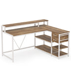55-Inch L-Shaped Home Office Desk with Monitor Riser