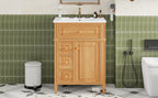 24" Bathroom Vanity with Sink and Elegant Wood Handles