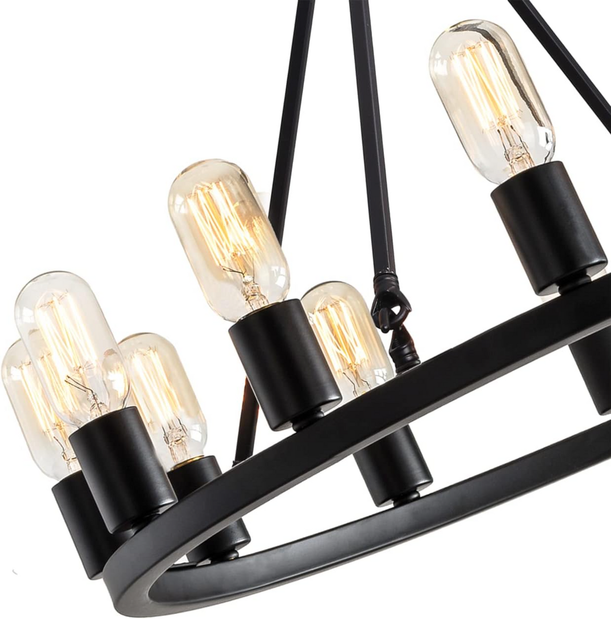 Wagon Wheel Chandelier, 24.2-Inch, 12-Light, Black Metal