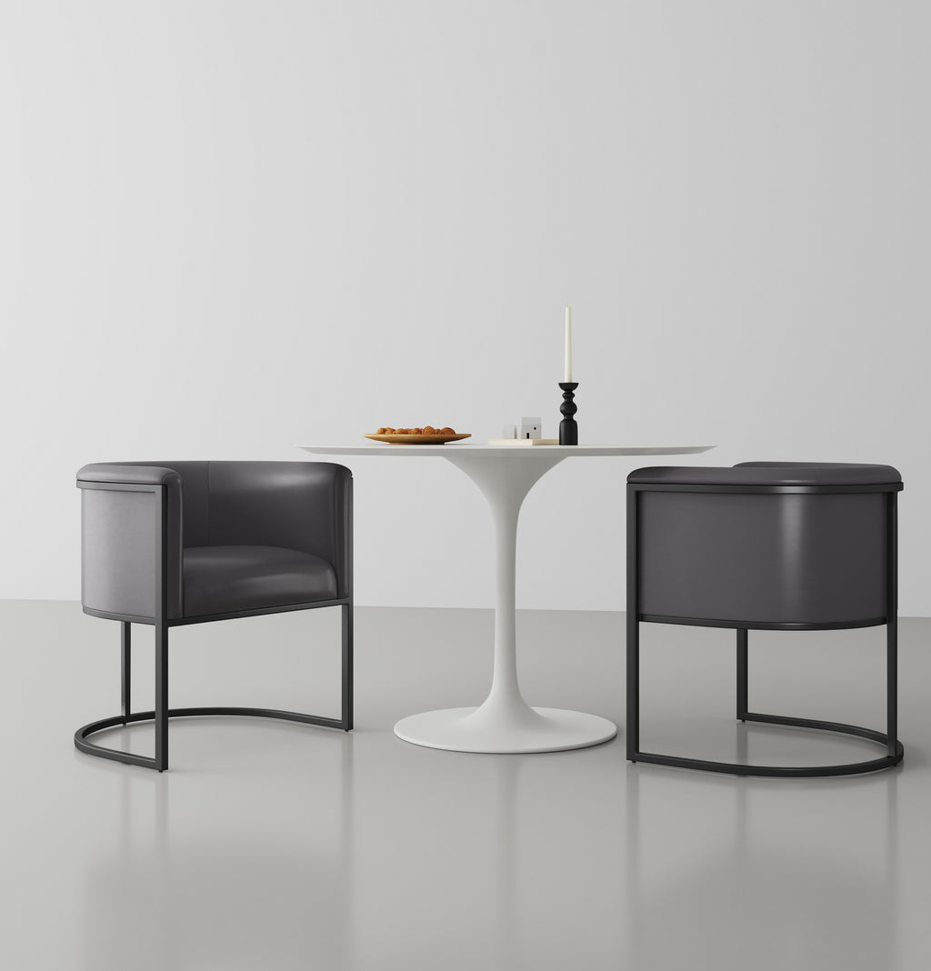 Cosmopolitan Metal Vegan Leather Dining Chair in Graphite