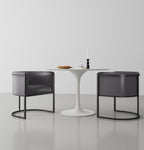 Cosmopolitan Metal Vegan Leather Dining Chair in Graphite